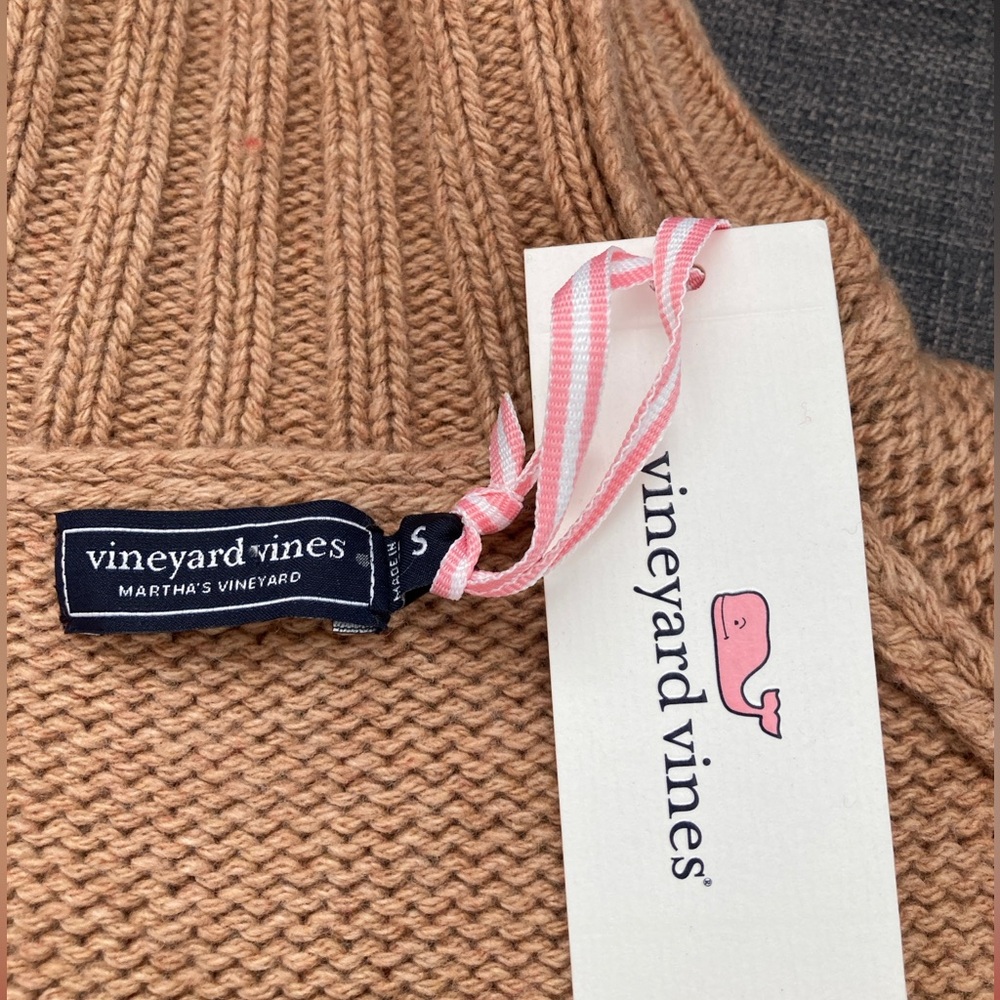 Vineyard Vines Fair Isle Mock Neck Sweater Women’s Small in Camel NEW - Picture 5 of 8